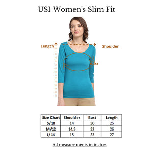 USI Uni Style Image Women's 100% Cotton Round Neck T-Shirt Color Teal