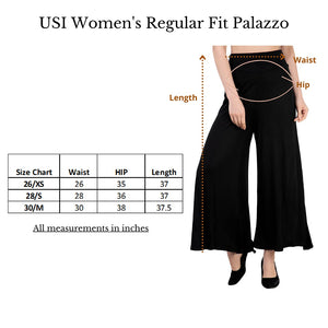 USI Women's Regular Fit Palazzo Pants L Black