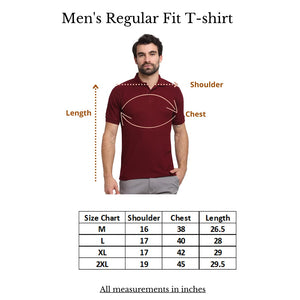 USI Men's Cotton Solid Regular Collar T-Shirt Maroon