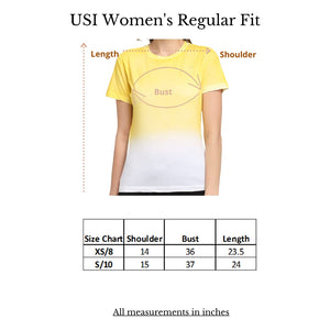 USI Uni Style Image Women's Loose Fit Round Neck T-Shirt Color White & Yellow