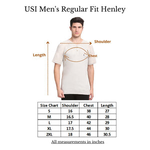 USI Uni Style Image Men's Slub Henley Round Neck T-Shirt Smoke 2XL