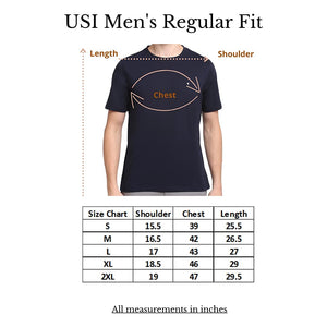 USI Uni Style Image Half Sleeve Round Neck T-Shirt for Men Color Black with Grey Rib