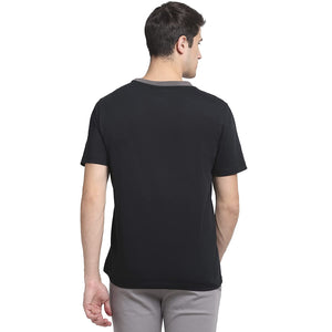 USI Uni Style Image Half Sleeve Round Neck T-Shirt for Men Color Black with Grey Rib