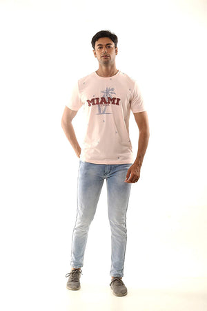 USI Uni Style Image Mens Casual Fit Round Neck T-Shirt Color: Crystal Pink