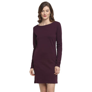 Open image in slideshow, USI Uni Style Image Women&#39;s Smart Fit Cotton Dress Color Eggplant
