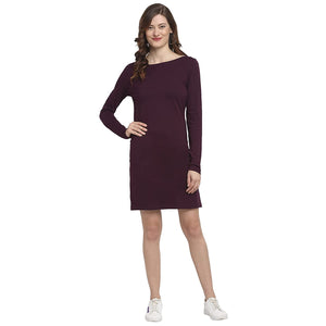 USI Uni Style Image Women's Smart Fit Cotton Dress Color Eggplant