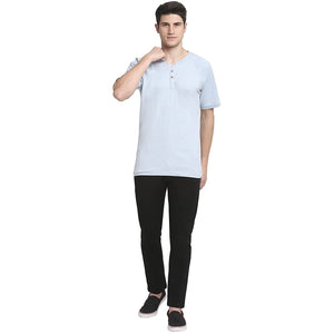 USI Uni Style Image Men's Slub Henley Round Neck T-Shirt