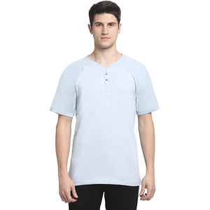 USI Uni Style Image Men's Slub Henley Round Neck T-Shirt