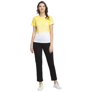 USI Uni Style Image Women's Loose Fit Round Neck T-Shirt Color White & Yellow