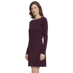 USI Uni Style Image Women's Smart Fit Cotton Dress Color Eggplant