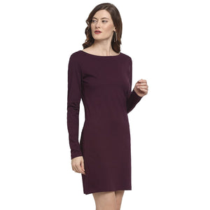 USI Uni Style Image Women's Smart Fit Cotton Dress Color Eggplant