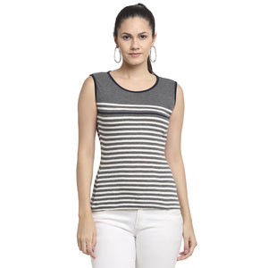 Open image in slideshow, USI Women&#39;s Striped Sleeveless Top
