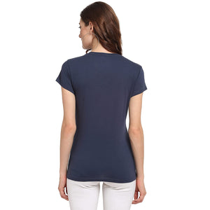 USI Uni Style Image Women's Basic V-Neck T-Shirt Color Dress Blue