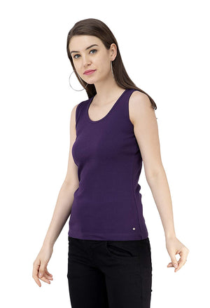 USI Uni Style Image Regular Sleeveless Women's Top Color::Purple Large