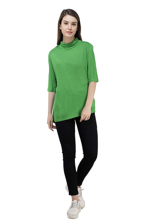 USI Uni Style Image Womens High Neck 3/4th Sleeve Jersey(Seagreen,10,Medium)