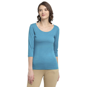 Open image in slideshow, USI Uni Style Image Women&#39;s 100% Cotton Round Neck T-Shirt Color Teal
