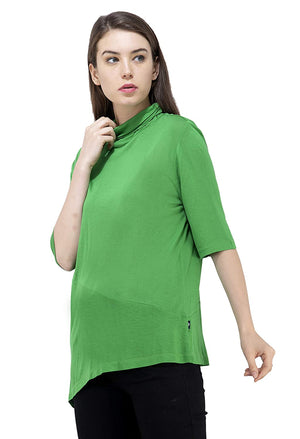 USI Uni Style Image Womens High Neck 3/4th Sleeve Jersey(Seagreen,10,Medium)