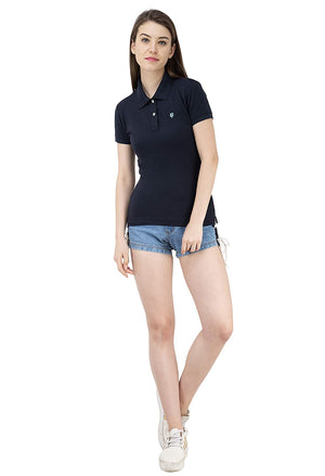 Open image in slideshow, USI Uni Style Image Womens Polycotton Polo T-Shirt(Navy Blue,8)
