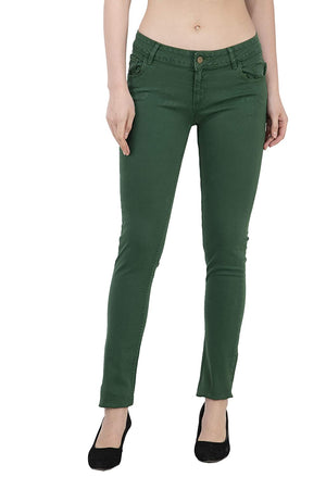 Open image in slideshow, USI Uni Style Image Women&#39;s Cotton Trousers Color F.Green
