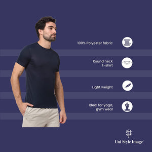 USI Uni Style Image Mens Active Fit Round Neck T-Shirt Color Navy