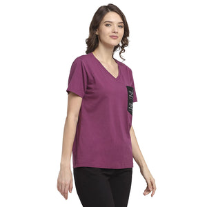 USI Uni Style Image Women's V Neck T-Shirt Color Mauve 2XL