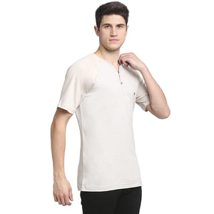 USI Uni Style Image Men's Slub Henley Round Neck T-Shirt Smoke 2XL