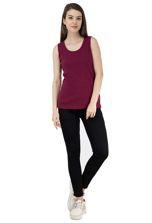 USI Uni Style Image Regular Sleeveless Women's Top Color Plum