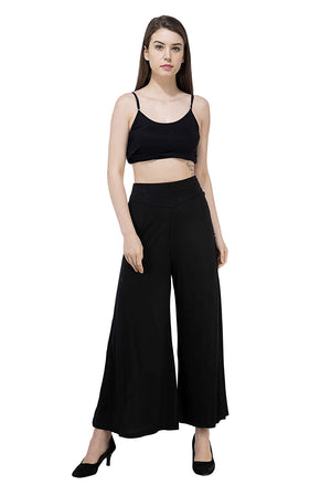 USI Women's Regular Fit Palazzo Pants L Black