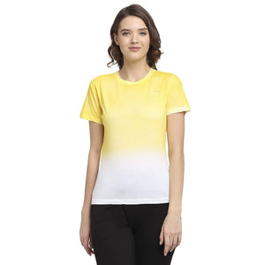 Open image in slideshow, USI Uni Style Image Women&#39;s Loose Fit Round Neck T-Shirt Color White &amp; Yellow
