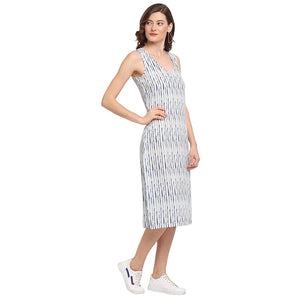 USI Uni Style Image Women's Dress Color White Stripe Large