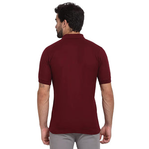 USI Men's Cotton Solid Regular Collar T-Shirt Maroon