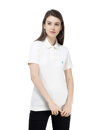 USI Uni Style Image Womens Polycotton Polo T-Shirt(Ivory, 8)