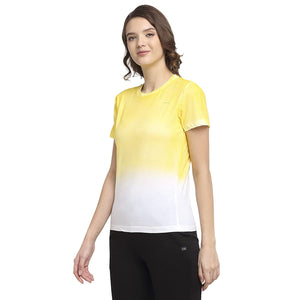 USI Uni Style Image Women's Loose Fit Round Neck T-Shirt Color White & Yellow