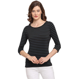 Open image in slideshow, USI Uni Style Image Women&#39;s Striped Top Color Black 2XL
