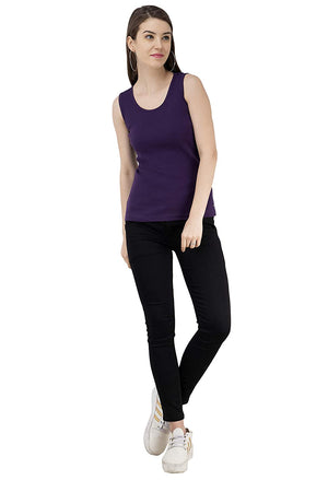 USI Uni Style Image Regular Sleeveless Women's Top Color::Purple Large