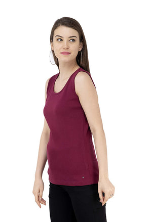 USI Uni Style Image Regular Sleeveless Women's Top Color Plum