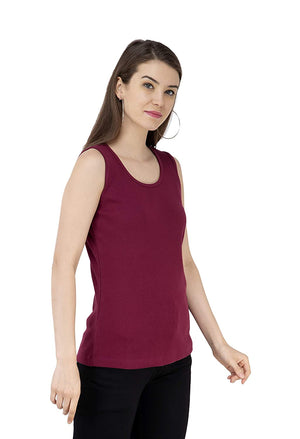 USI Uni Style Image Regular Sleeveless Women's Top Color Plum