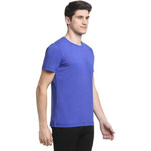 USI Uni Style Image Mens Casual Fit Round Neck: T-Shirt Color Akal Blue Large