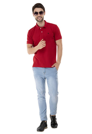 USI Uni Style Image Mens Smart Fit Con 11 Polo T-Shirt Color: Red