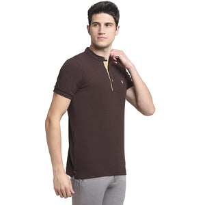 USI Uni Style Image Mens Mandarin Collar T-Shirt Color: Coffee