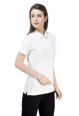 USI Uni Style Image Womens Polycotton Polo T-Shirt(Ivory, 8)