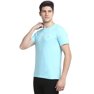 USI Uni Style Image Mens Casual Fit Round Neck: T-Shirt Color Aqua Large