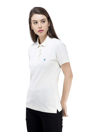 USI Uni Style Image Womens Polycotton Polo T-Shirt(Ivory, 12)