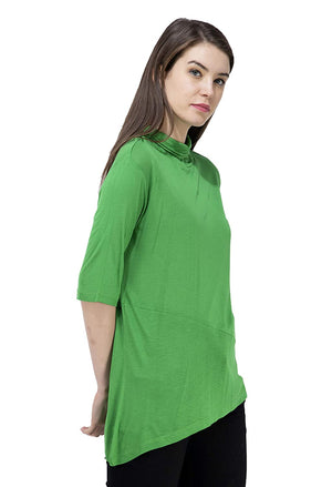 USI Uni Style Image Womens High Neck 3/4th Sleeve Jersey(Seagreen,10,Medium)