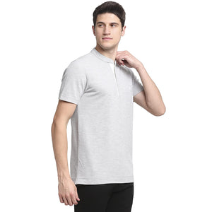 USI Uni Style Image Mens Mandarin Collar T-Shirt Color Grey Mel