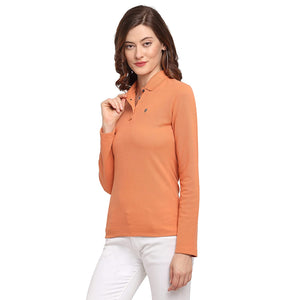 USI Uni Style Image Women's Full Sleeve Con-11 Polo Color Peach Large