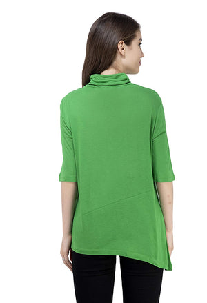 USI Uni Style Image Womens High Neck 3/4th Sleeve Jersey(Seagreen,10,Medium)