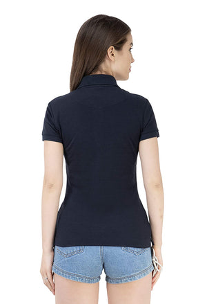 USI Uni Style Image Womens Polycotton Polo T-Shirt(Navy Blue,8)