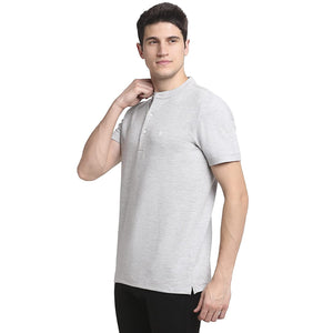 USI Uni Style Image Mens Mandarin Collar T-Shirt Color Grey Mel