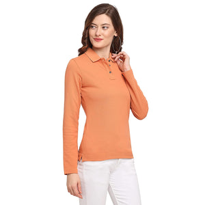 USI Uni Style Image Women's Full Sleeve Con-11 Polo Color Peach Large